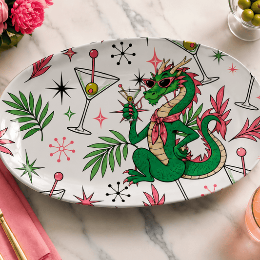 Tipsy Dragon Mahjong Serving Hosting Party Platter - Splash Of Mahj And Color Co.