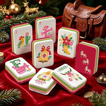 Merry Mahj Western Christmas Mahjong Tiles And Carry Case