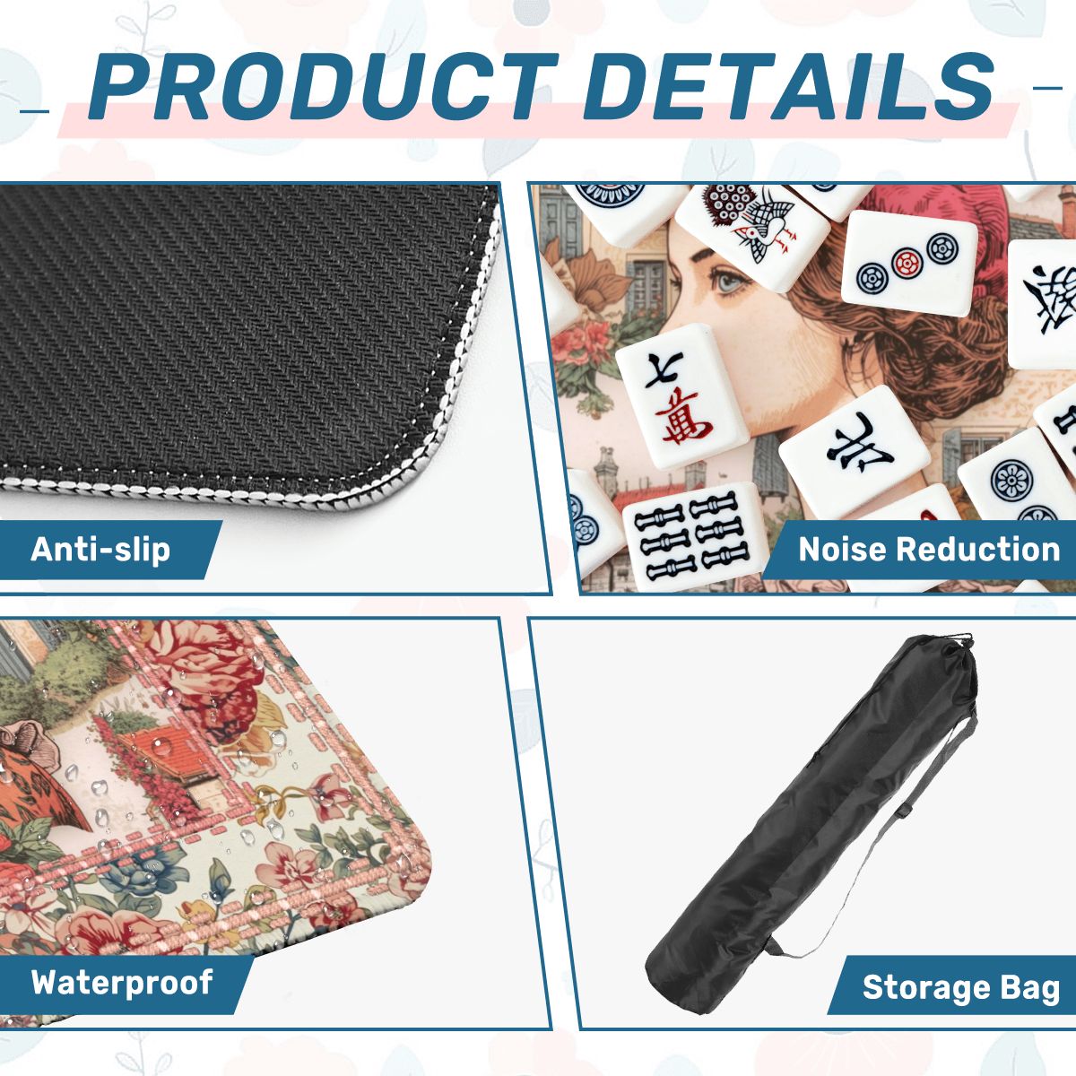 Parisian Mahjong Raspberry Beret Floral French Designed Mahj Mat - Splash of Color Co.