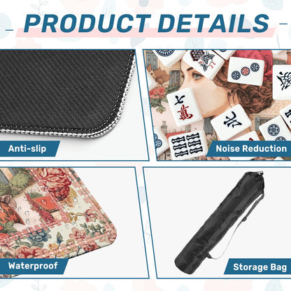 Parisian Mahjong Raspberry Beret Floral French Designed Mahj Mat - Splash of Color Co.