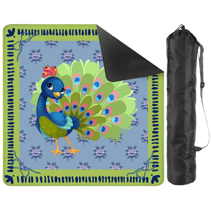 Cutie Patootie Peacock Whimsical Lime Green Royal Blue Mahjong Mat