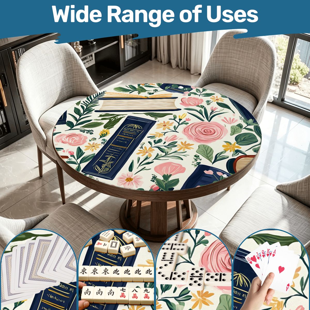 Books And Nooks Round Mahjong Mat