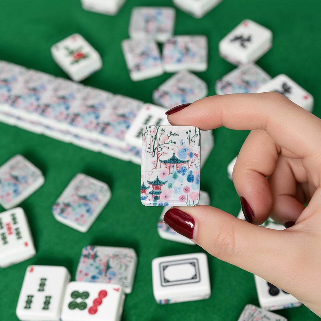 Asian Pagoda American Mahjong Tiles And Carry Case