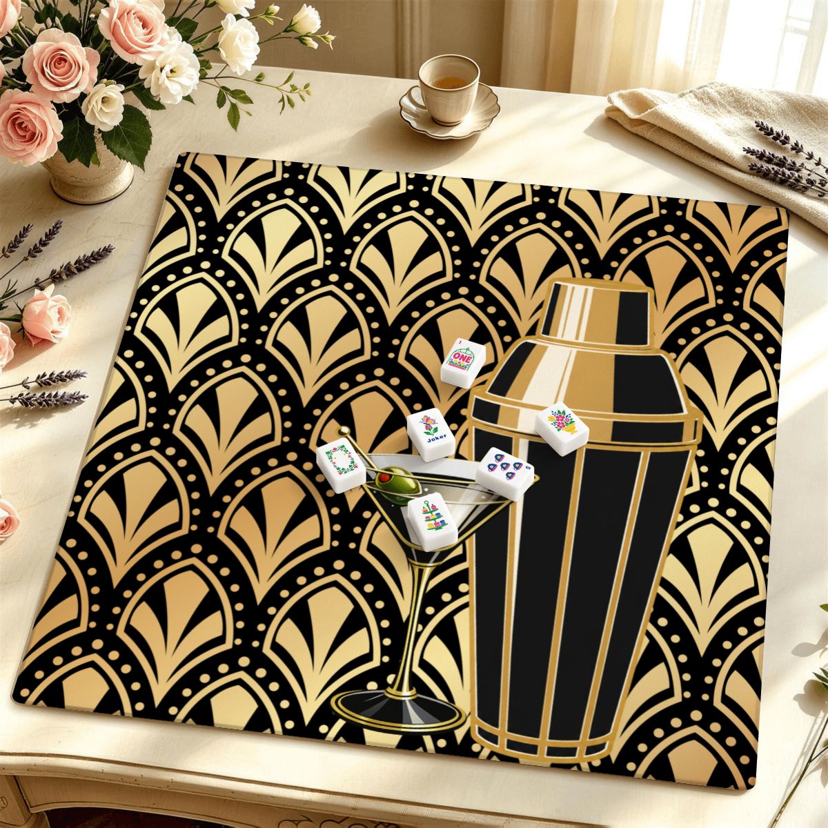 Deco Nights Mahjong Mat Sleek Surface