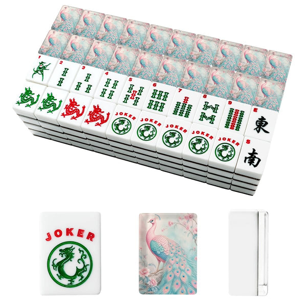 Pretty Pastel Peacock Chinoiserie Cherry Blossom American Mahjong Tiles And Carry Case Bundle - Splash of Color Co.