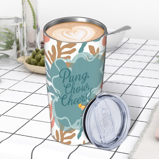 Pung Chow Cheers Mahjong Gift Coral Reef Background Stainless Steel Insulated Tumblers with Lid & Straw