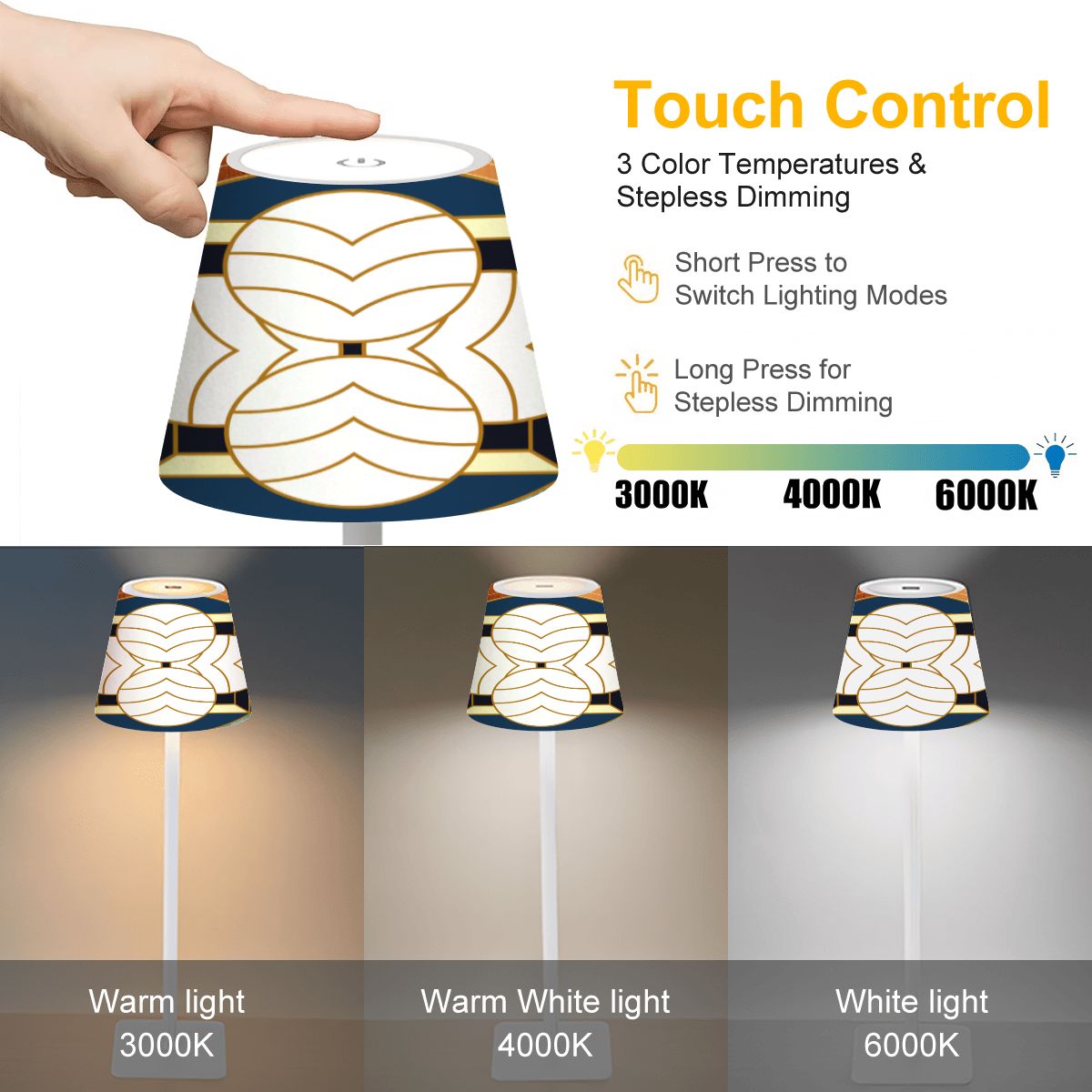 Art Deco Modern Geometric Mahjong LED Cordless Table Lamp - Splash of Color Co.