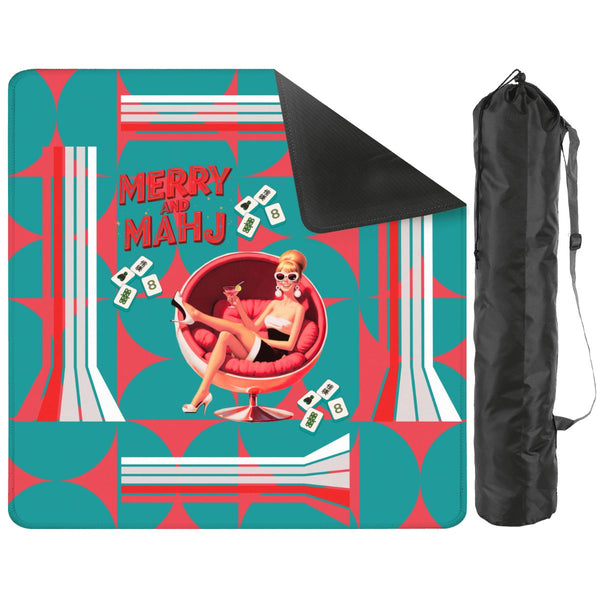 Mahjong Christmas Mat, Merry And Mahj Vintage Nostalgic Party Girl - Splash of Color Co.