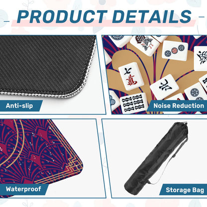 Art Deco Mahjong Mat, Blue Burgundy Gold Gilded - Splash of Color Co.