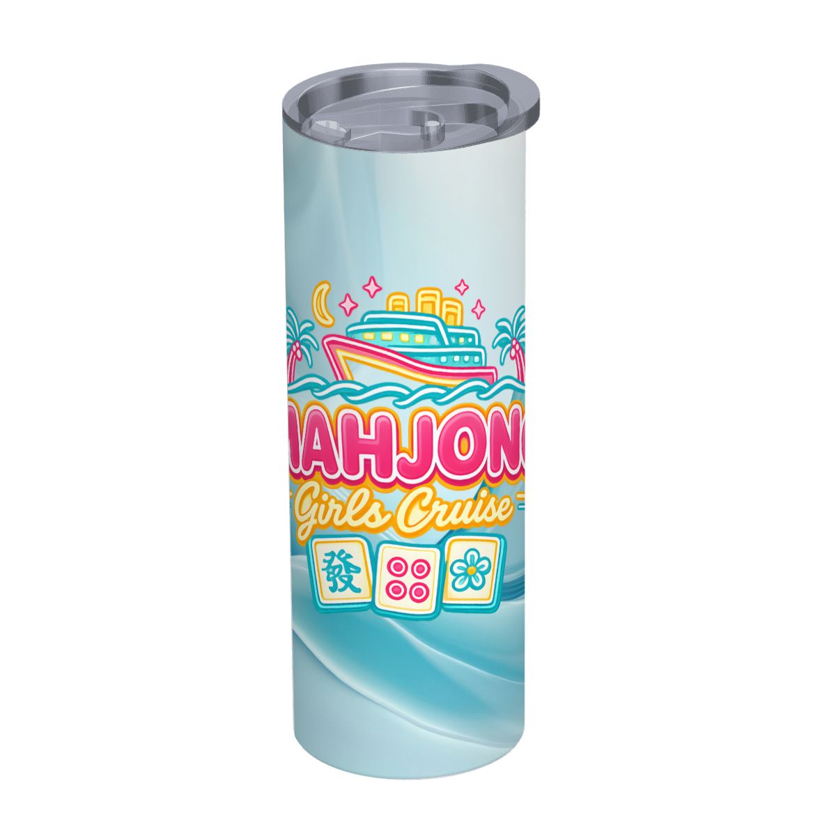 Mahjong Girls Cruise, 20oz Straight Stainless Steel Tumbler with Straw - Splash of Color Co.