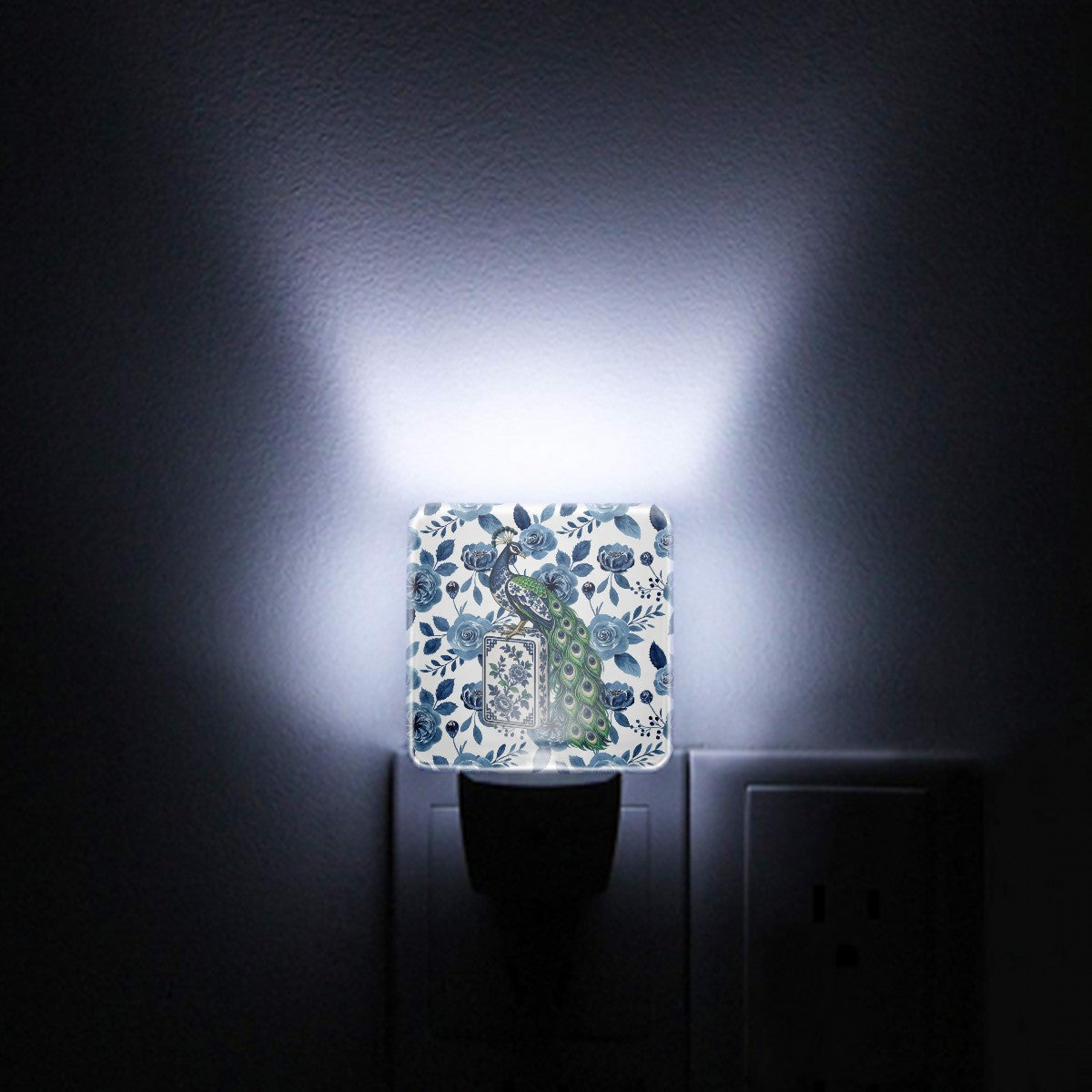 Chinoiserie Peacock Mahjong Lover LED Night Light Set of 2