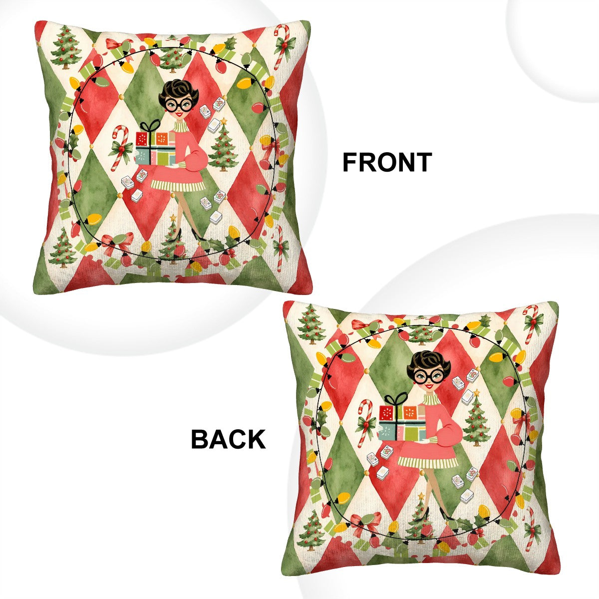 Mod Berry And Bright Christmas Corduroy Throw Pillow
