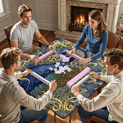 Floral Elegant Peacock Faux Needlepoint Mahjong Mat - Splash of Color Co.