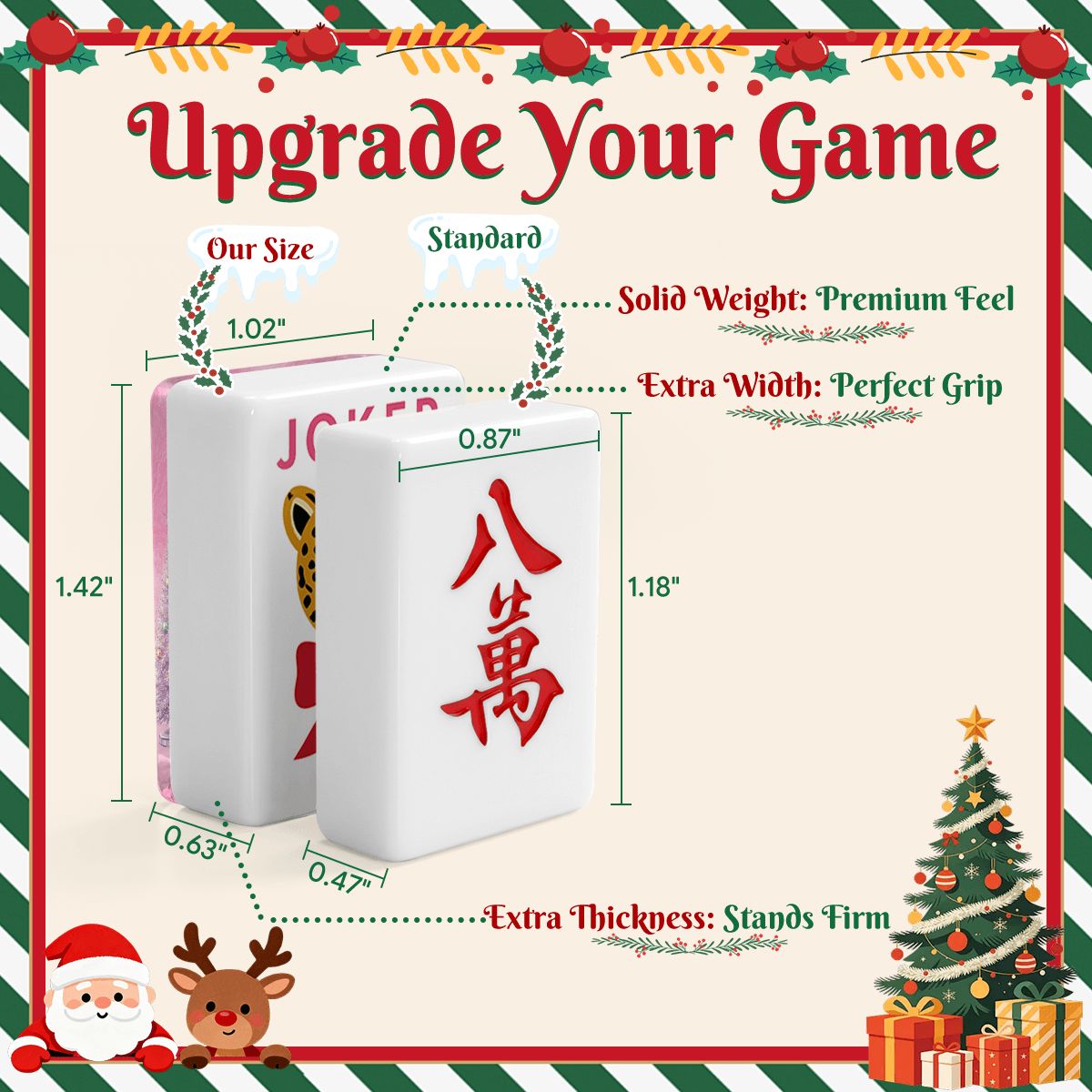 Nostalgic Tinsel Trees, Pink Glam Holiday Christmas Mahjong Tiles And Carry Case