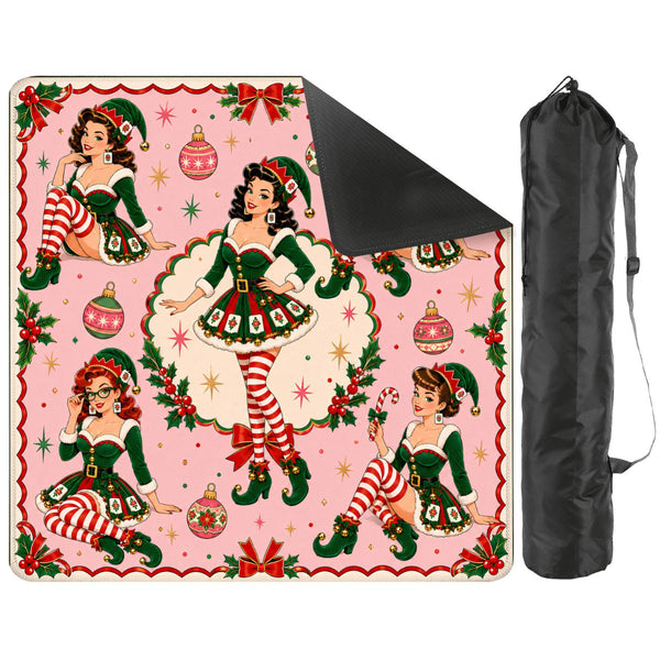 Sexy Vixen Christmas Elves Mahjong Christmas Mat - Splash Of Mahj And Color Co.