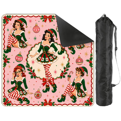 Sexy Vixen Christmas Elves Mahjong Christmas Mat - Splash Of Mahj And Color Co.