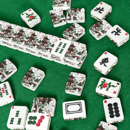 Asian Pagoda Black Red Green American Mahjong Tiles And Carry Bag Set
