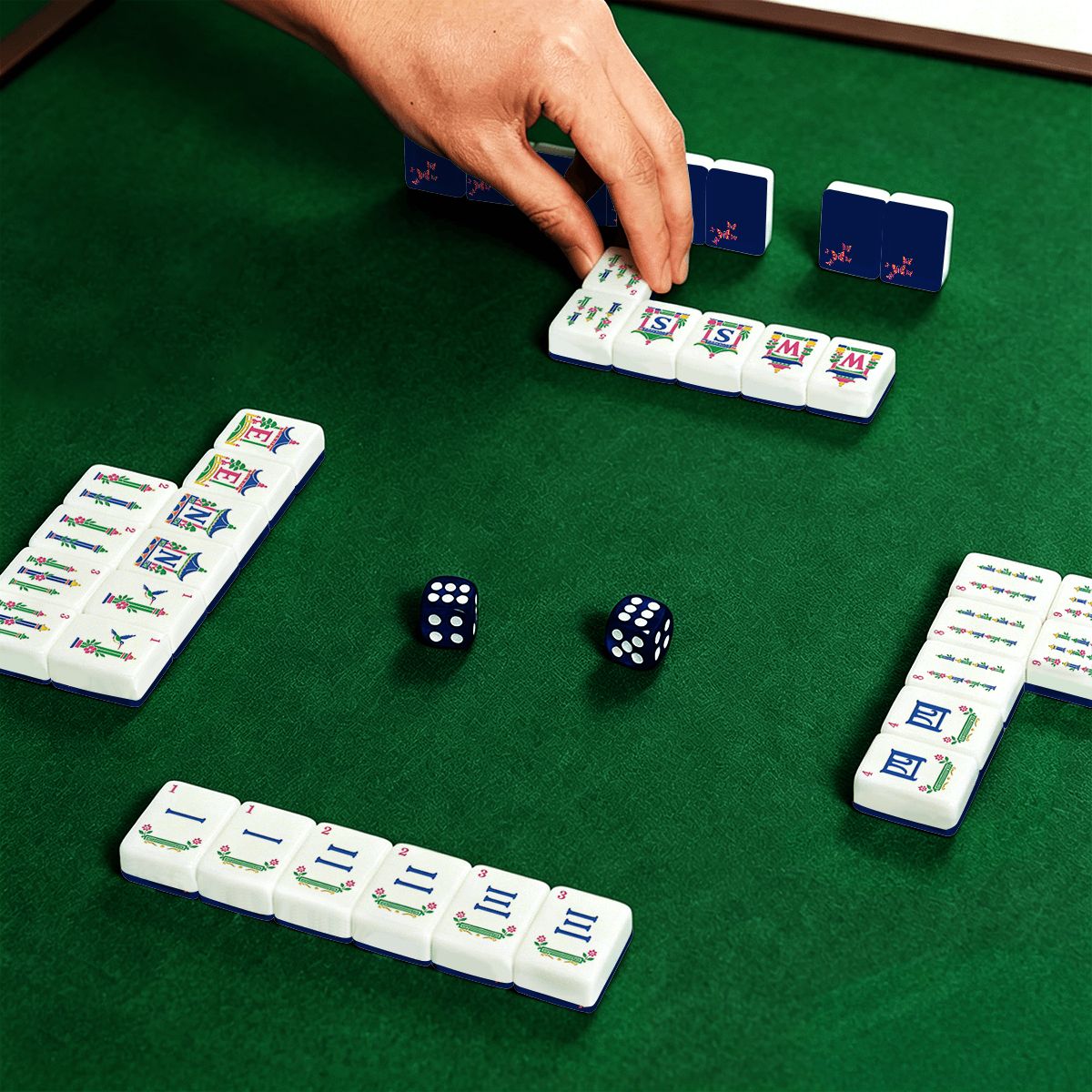 Royal Blue Butterfly Chinoiserie Engraved Mahjong Tiles And Carry Case - Splash Of Mahj And Color Co.