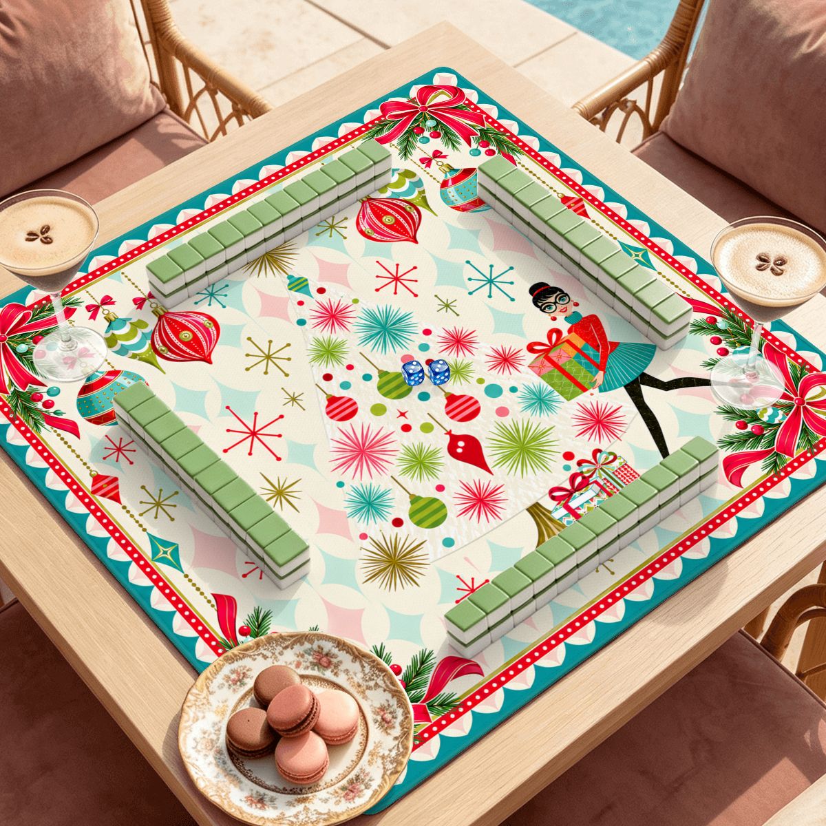 You've Got Mahj Mail Whimsical Nostalgic Mahjong Mat Sleek Surface - Splash Of Mahj And Color Co.