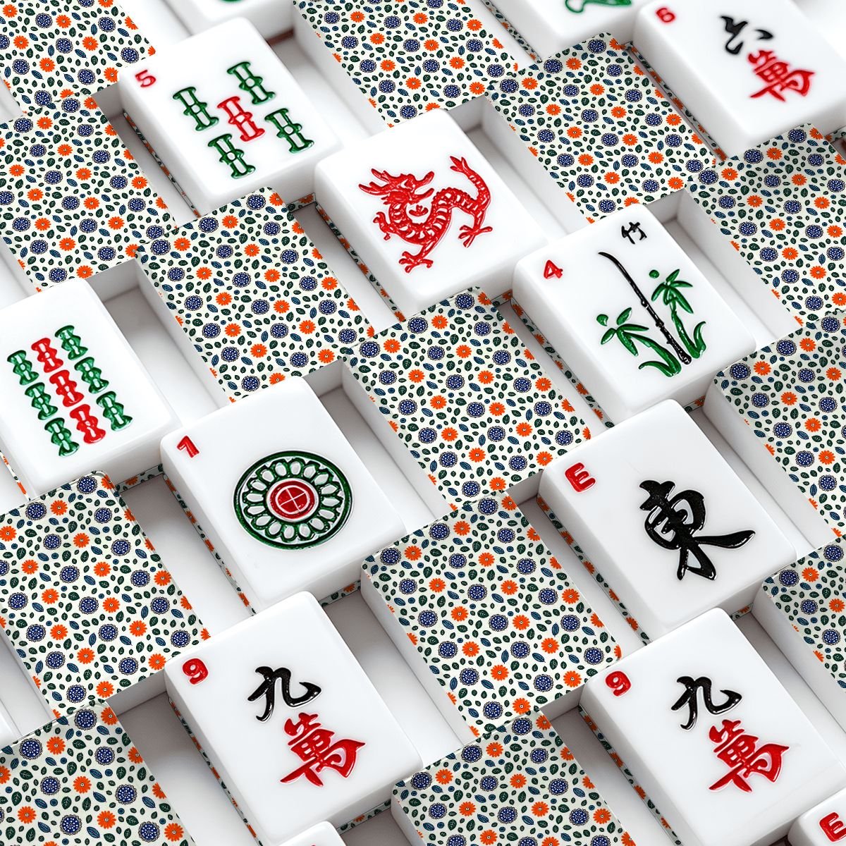 Polish Pottery Inspired American Mahjong Tiles And Carry Case Bundle - Splash Of Mahj And Color Co.