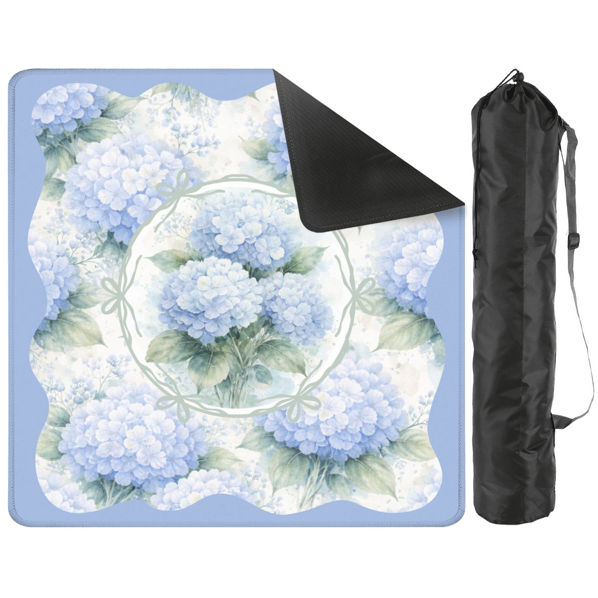 Baby Blue Floral Hydrangea Mahjong Mat - Splash of Color Co.