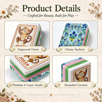 Garden Bell Scandinavian Modern Folk American Mahjong Tiles  4 Layer And Carry Case