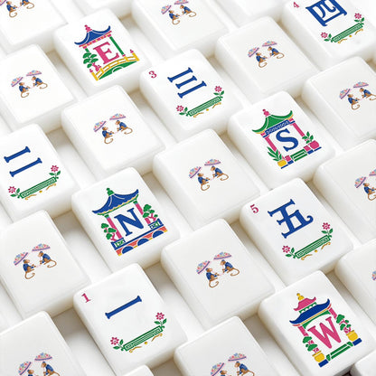 Monkey Paradise Mahjong Tiles Set (Traditional Porcelain Style) (Single Layer)