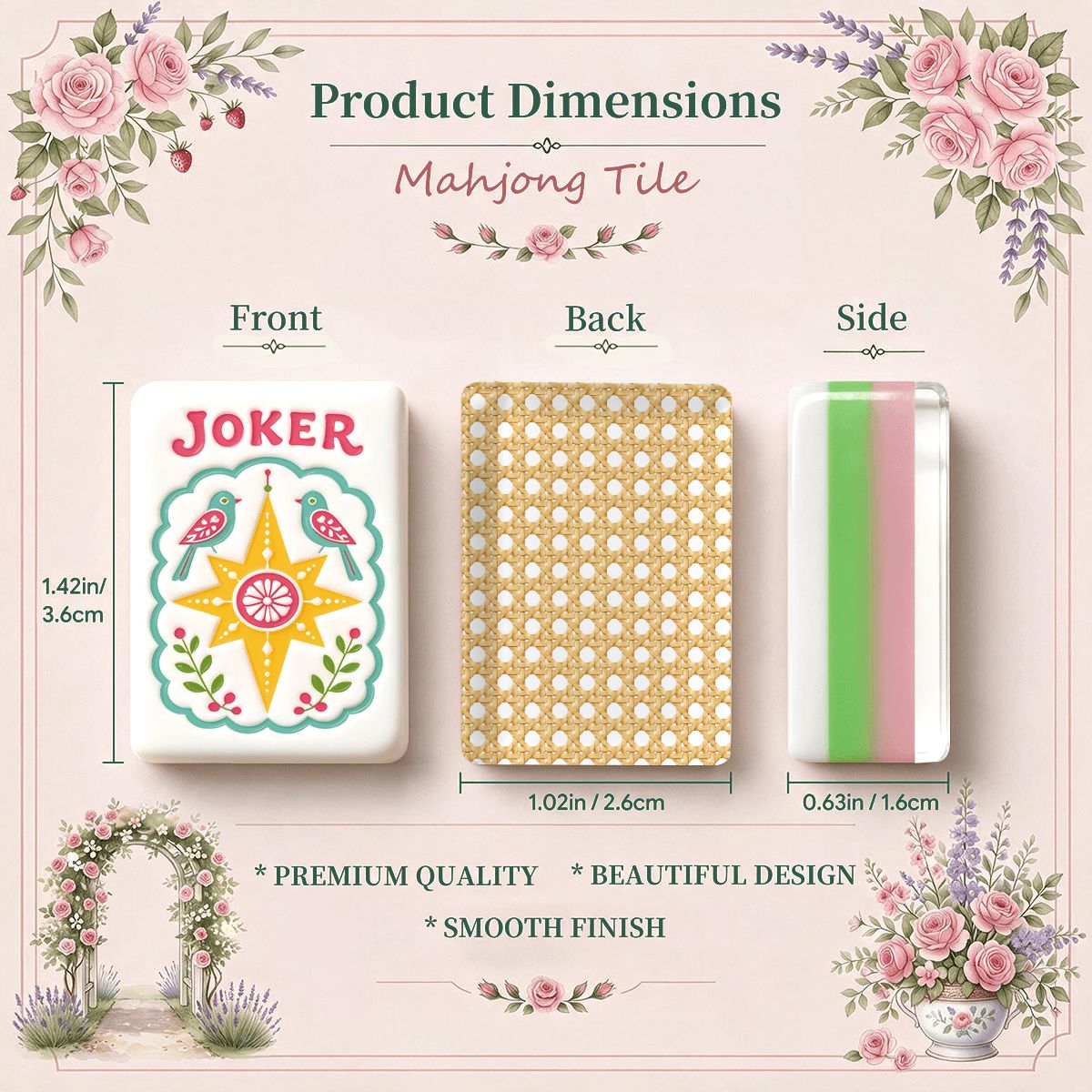 Mahjong Engraved Scandi Folk Art Christmas Mahjong Tiles Cane Back With Carry Case