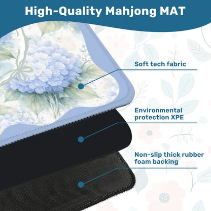 Baby Blue Floral Hydrangea Mahjong Mat - Splash of Color Co.