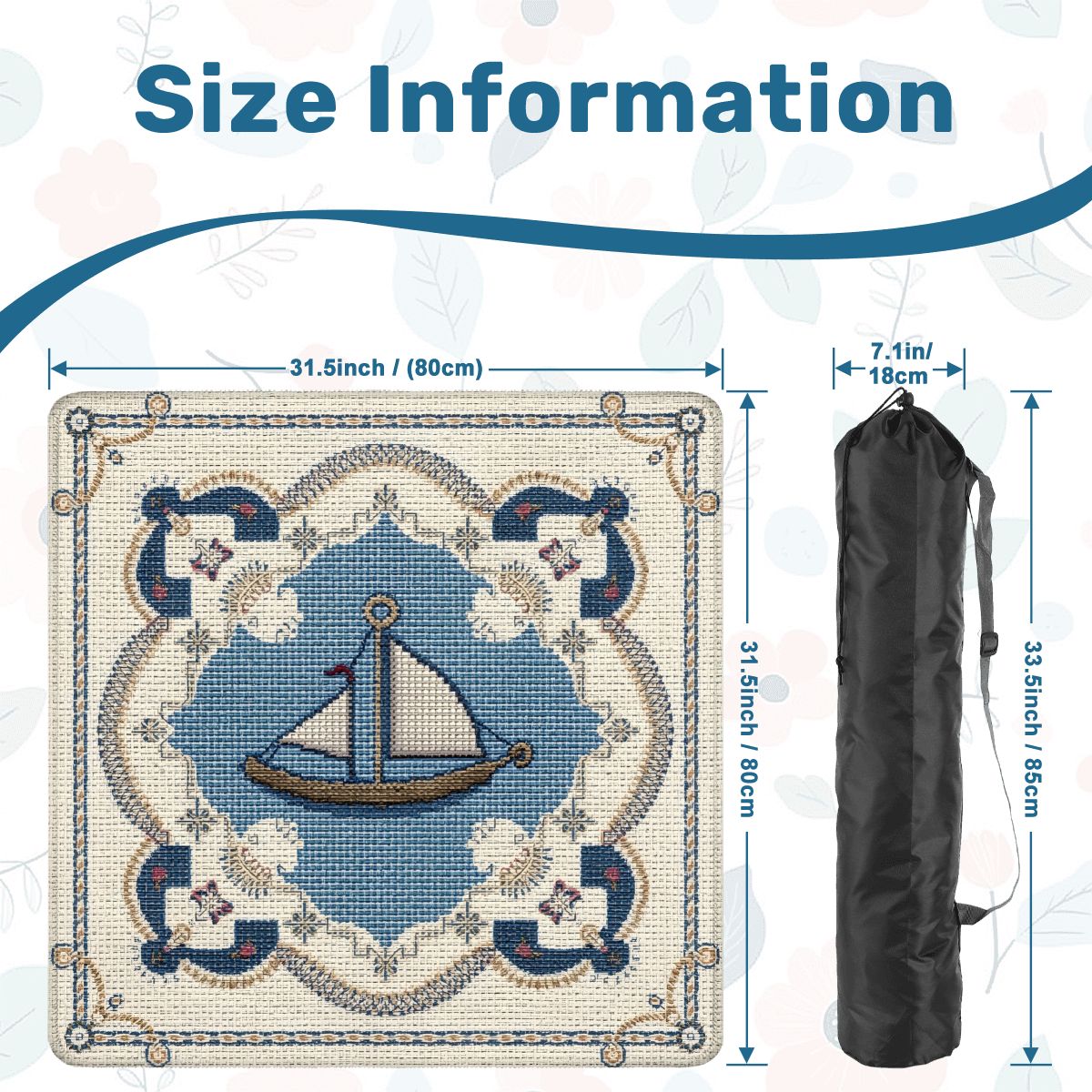 The Sea Is Calling And I Must Go Nautical Faux Needlepoint Mahjong Mat - Splash of Color Co.