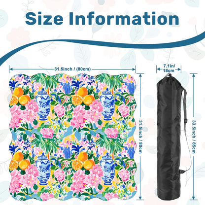 Asian Chinoiserie Tropical Pastel Scalloped Mahjong Mat - Splash of Color Co.