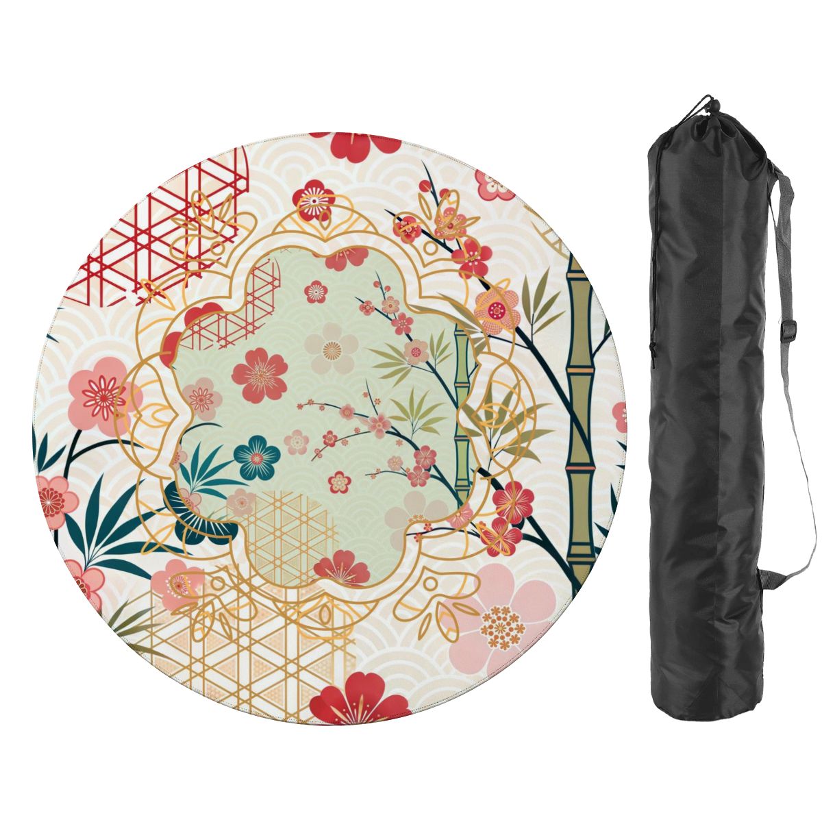 Asian Cherry Blossom Round Mahjong Mat - Splash Of Mahj And Color Co.