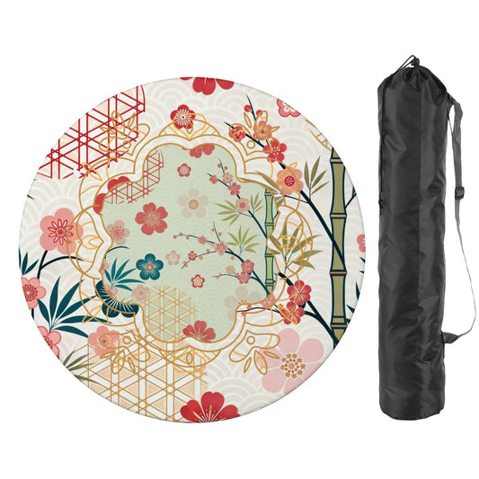 Asian Cherry Blossom Round Mahjong Mat - Splash Of Mahj And Color Co.