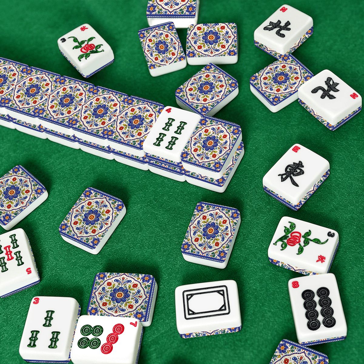 Pottery Porcelein Designed American Mahjong Tile Set And Carry Bag - Splash of Color Co.