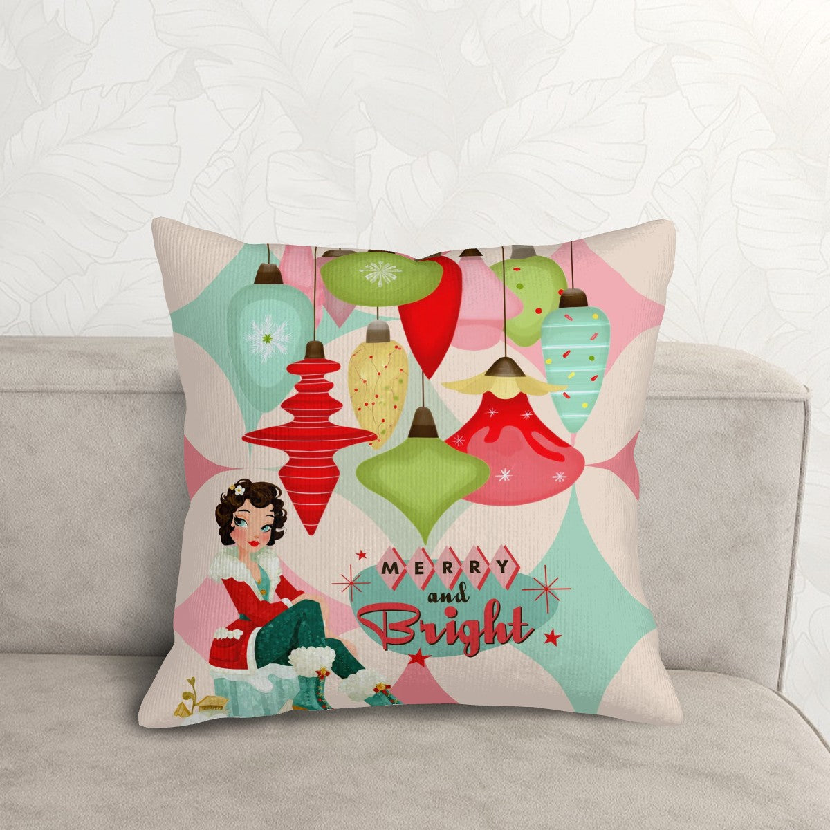 Merry And Bright Modernist Corduroy Throw Pillow Covers with Core