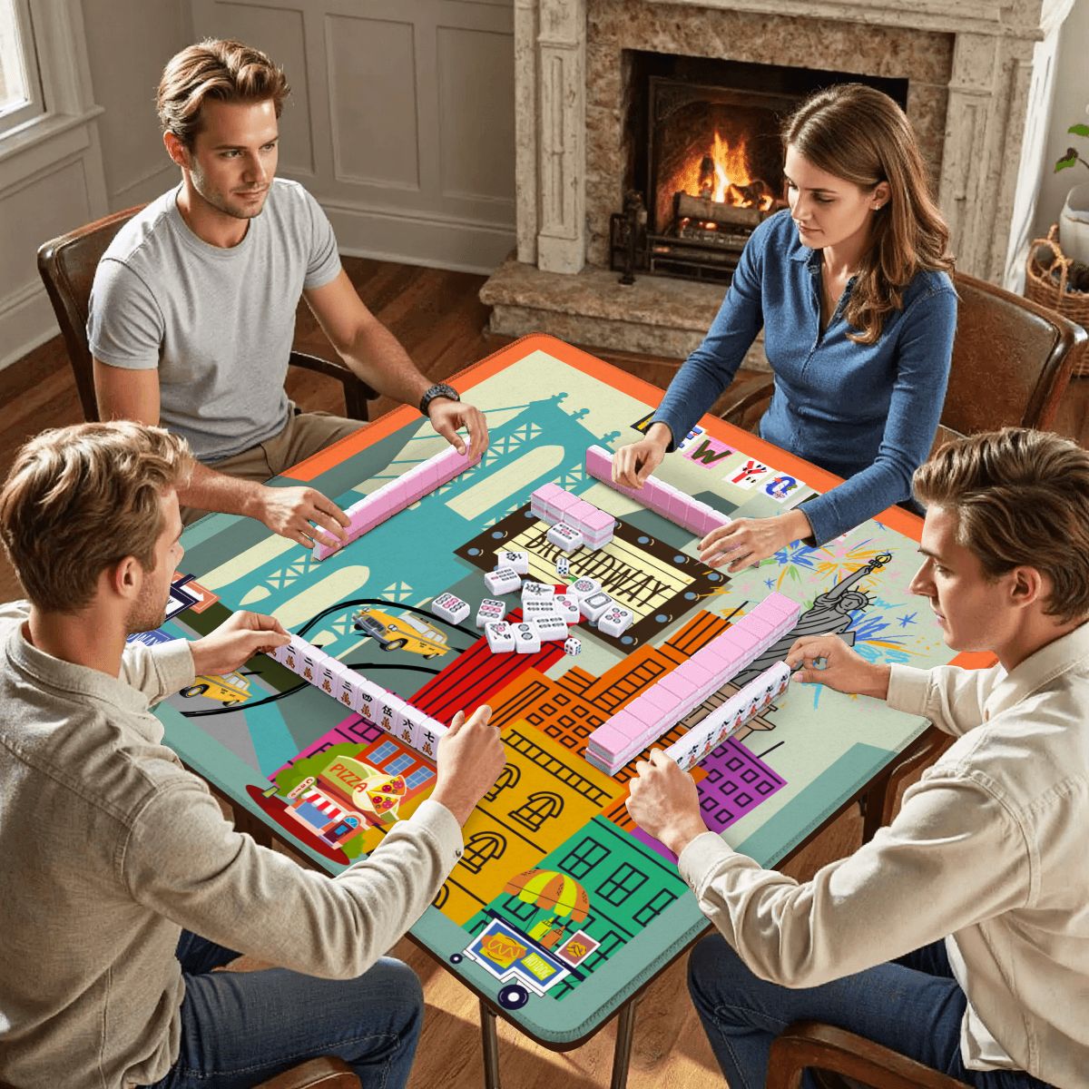 NYC On Broadway New York Cityscape Mahjong Mat - Splash of Color Co.