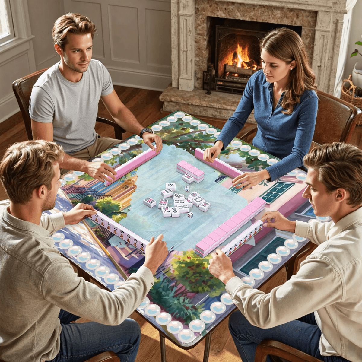 Charleston South Carolina Mahjong Mat Rainbow Row Palmetto State - Splash of Color Co.