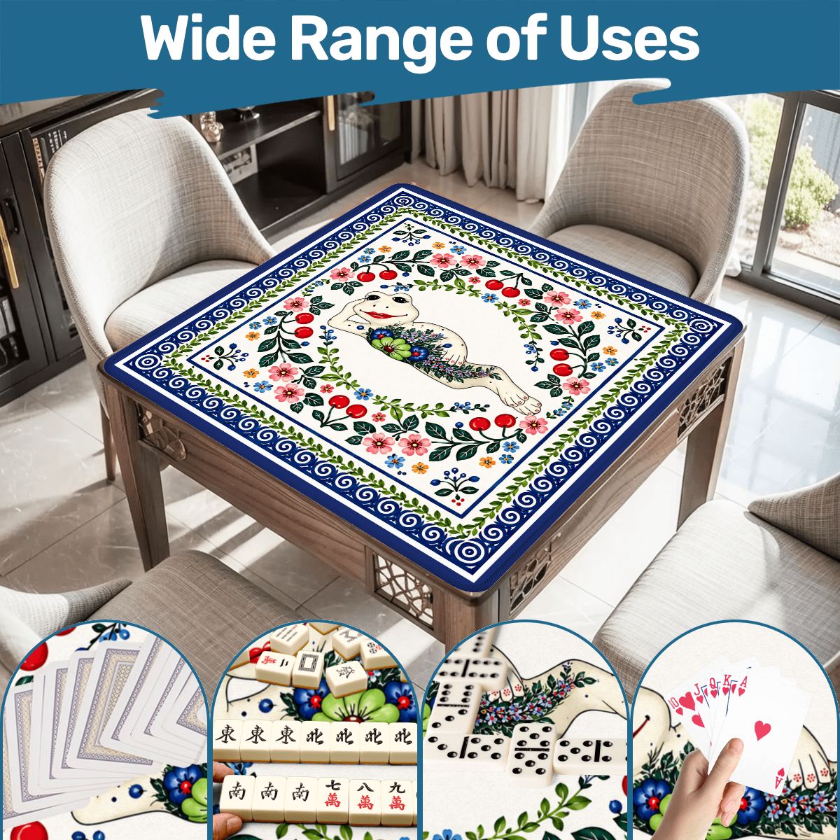 Cherry Toad Polish Pottery Inspired Mahjong Mat - Splash Of Mahj And Color Co.