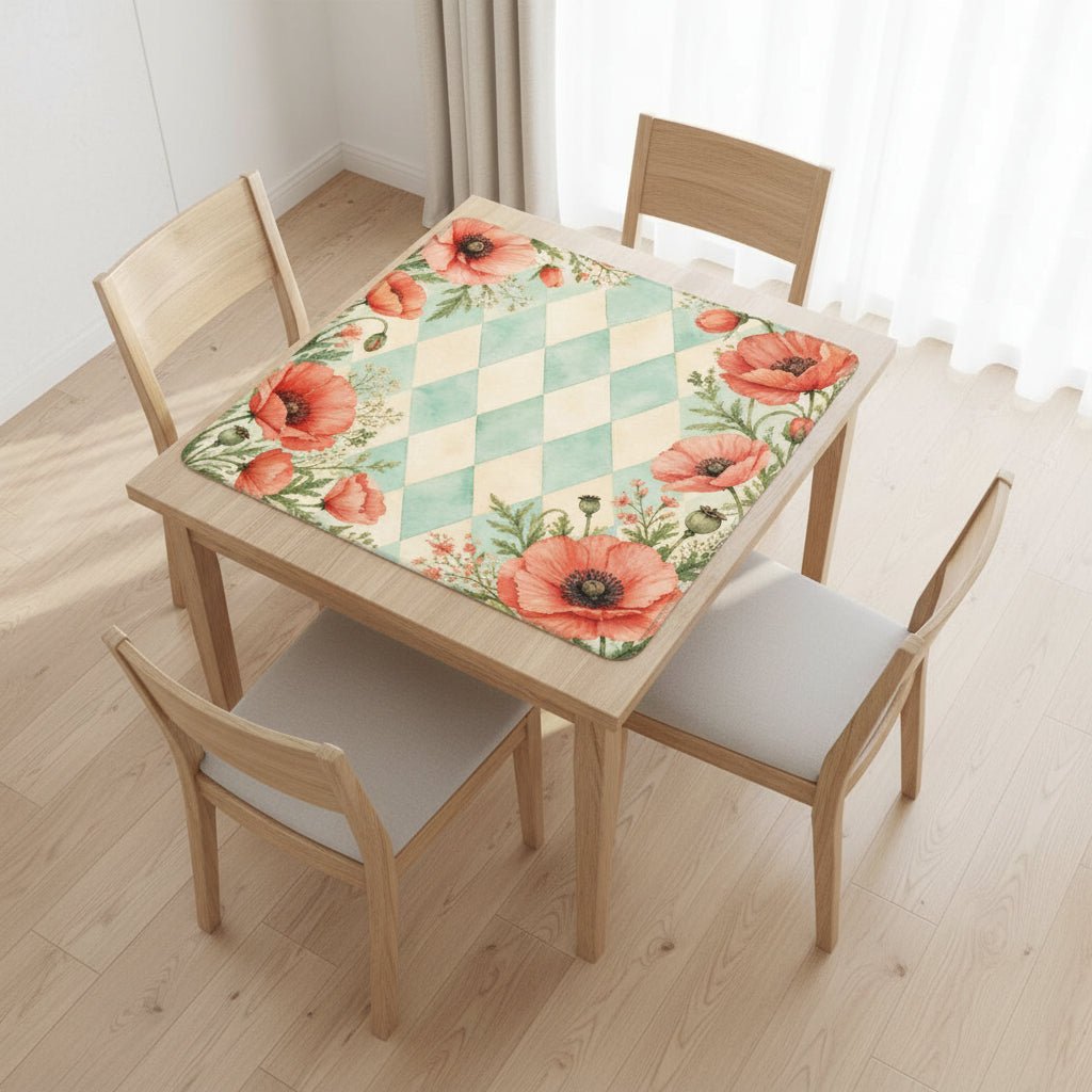 Harlequin Romance Summer Poppy Mahjong Mat - Splash Of Mahj And Color Co.