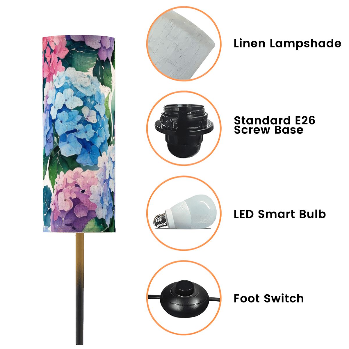 Floral Hydrangea Book Nook Floor Lamp Modern Standing Lamp - Splash of Color Co.