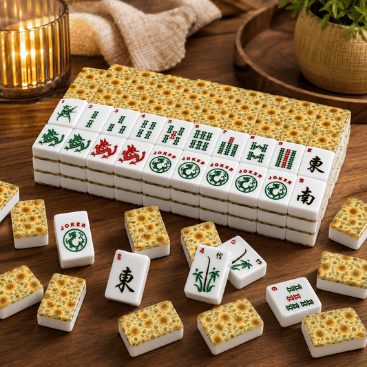 The Mahj Gogh Watercolor Sunflower American Mahjong Tiles And Carry Case - Splash Of Mahj And Color Co.