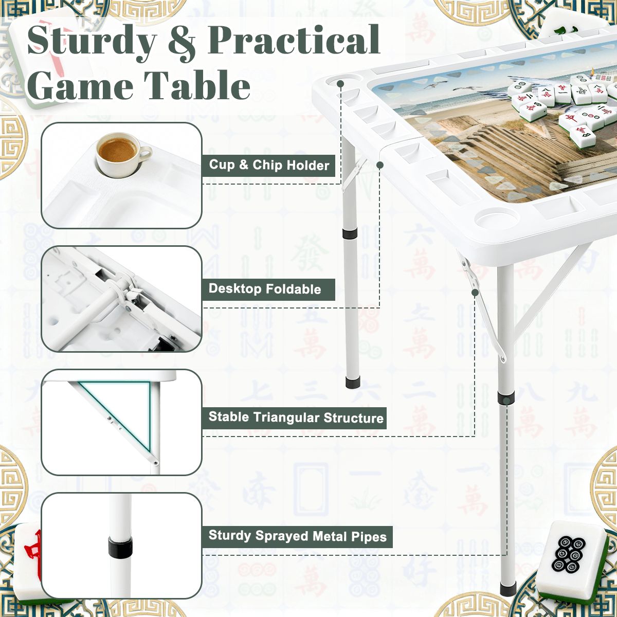 Pelican Landing Mini Mahj Mat And Foldable Mahjong Table - Splash of Color Co.