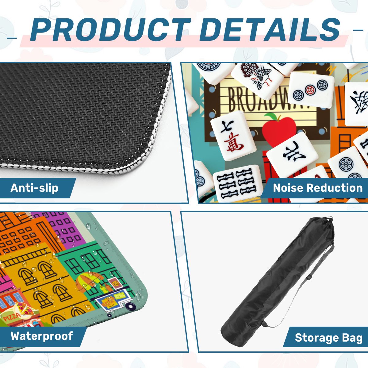 NYC On Broadway New York Cityscape Mahjong Mat - Splash of Color Co.