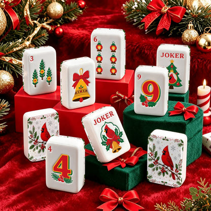 Cardinal Christmas Nostalgic Memories Mahjong Engraved Tiles And Carry Case