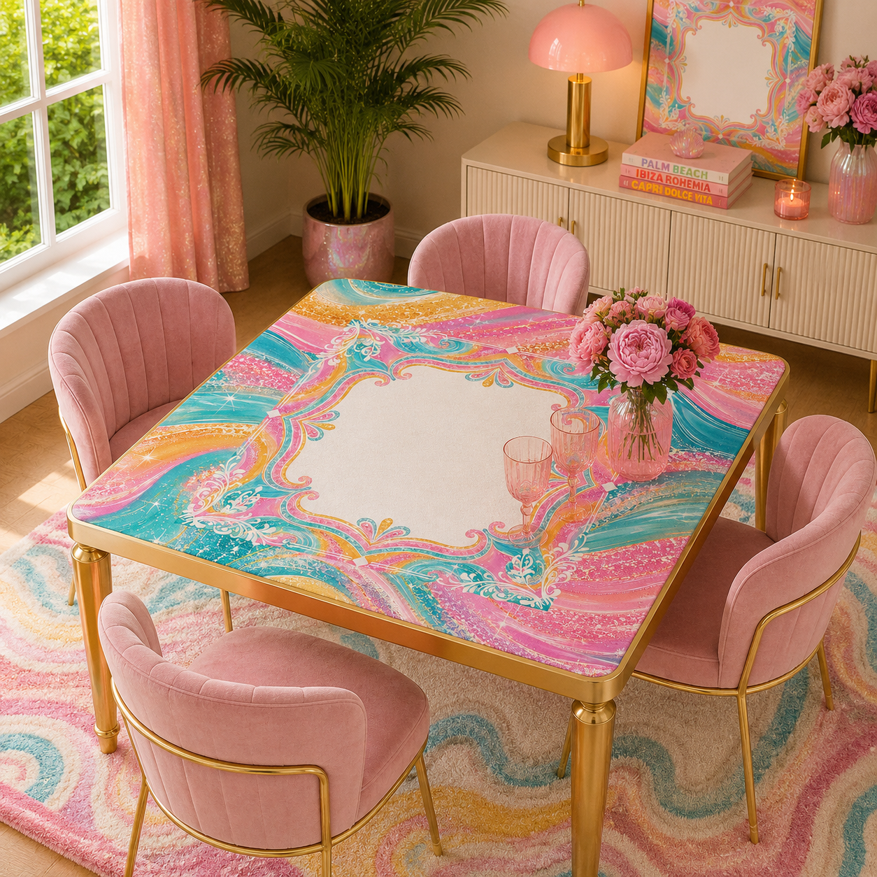 The Tide Is High Coastal Waves Pastel Preppy Mahjong Mat - Splash Of Mahj And Color Co.