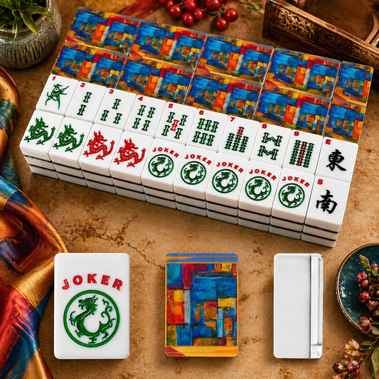 Modernist Contemporary American Mahjong Tiles With Carry Case - Splash of Color Co.