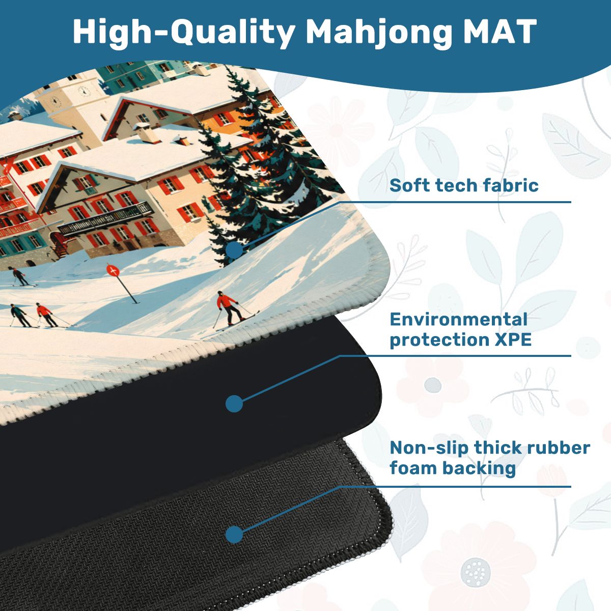 Alpine Ski Lodge Mahjong Winter Play Mat - Splash Of Mahj And Color Co.