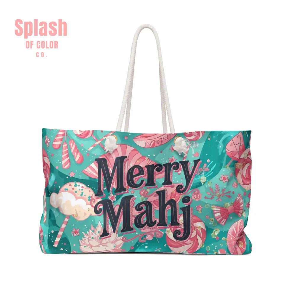 Festive Candyland - Merry Mahj Travel Tote, Mahj Tile Bag, Christmas Gift, Weekend Getaway, Holiday Accessory - Splash of Color co.