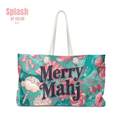 Festive Candyland - Merry Mahj Travel Tote, Mahj Tile Bag, Christmas Gift, Weekend Getaway, Holiday Accessory - Splash of Color co.