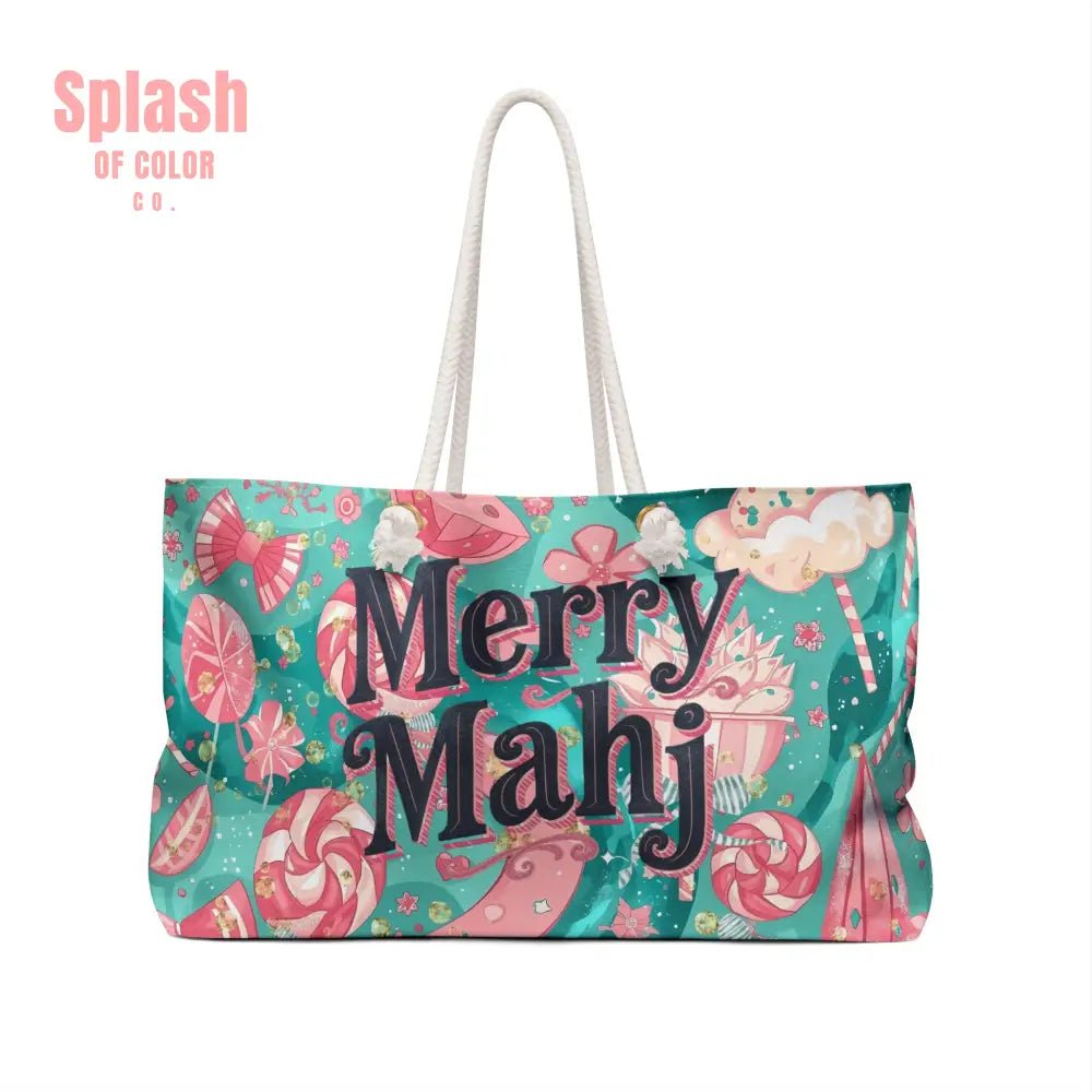Festive Candyland - Merry Mahj Travel Tote, Mahj Tile Bag, Christmas Gift, Weekend Getaway, Holiday Accessory - Splash of Color co.